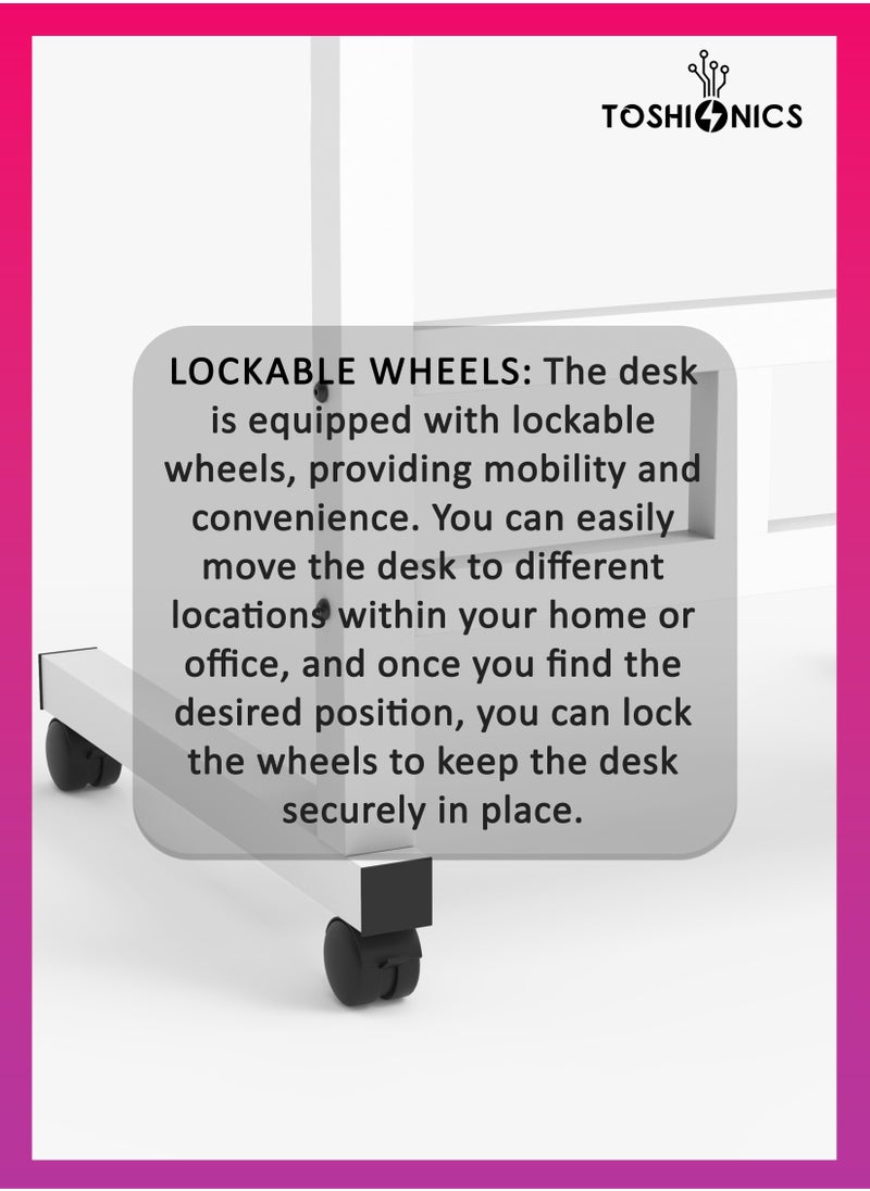 Toshionics - Upgraded Adjustable Laptop Desk – Sturdy Metal Base, Portable & Multi-Purpose Computer Table | Height Adjustable, Movable Overbed, Sofa, Coffee, Study, Workstation & Bedside Table for Home & Office - Image 1
