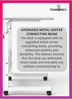 Toshionics Upgraded Adjustable Laptop Desk – Sturdy Metal Base, Portable & Multi-Purpose Computer Table | Height Adjustable, Movable Overbed, Sofa, Coffee, Study, Workstation & Bedside Table for Home & Office  - Image 3