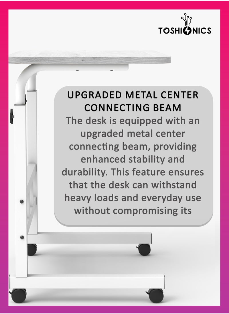 Toshionics - Upgraded Adjustable Laptop Desk – Sturdy Metal Base, Portable & Multi-Purpose Computer Table | Height Adjustable, Movable Overbed, Sofa, Coffee, Study, Workstation & Bedside Table for Home & Office - Image 1