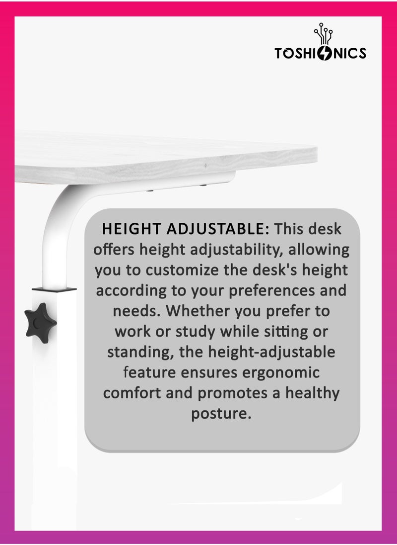 Toshionics - Upgraded Adjustable Laptop Desk – Sturdy Metal Base, Portable & Multi-Purpose Computer Table | Height Adjustable, Movable Overbed, Sofa, Coffee, Study, Workstation & Bedside Table for Home & Office - Image 1