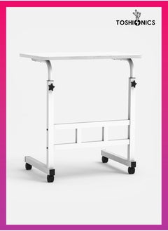 Toshionics Upgraded Adjustable Laptop Desk – Sturdy Metal Base, Portable & Multi-Purpose Computer Table | Height Adjustable, Movable Overbed, Sofa, Coffee, Study, Workstation & Bedside Table for Home & Office  - Image 1