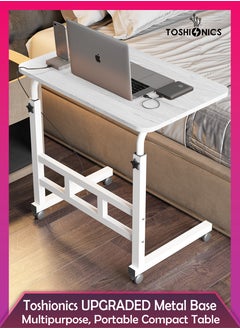 Toshionics Upgraded Adjustable Laptop Desk – Sturdy Metal Base, Portable & Multi-Purpose Computer Table | Height Adjustable, Movable Overbed, Sofa, Coffee, Study, Workstation & Bedside Table for Home & Office  - Image 2