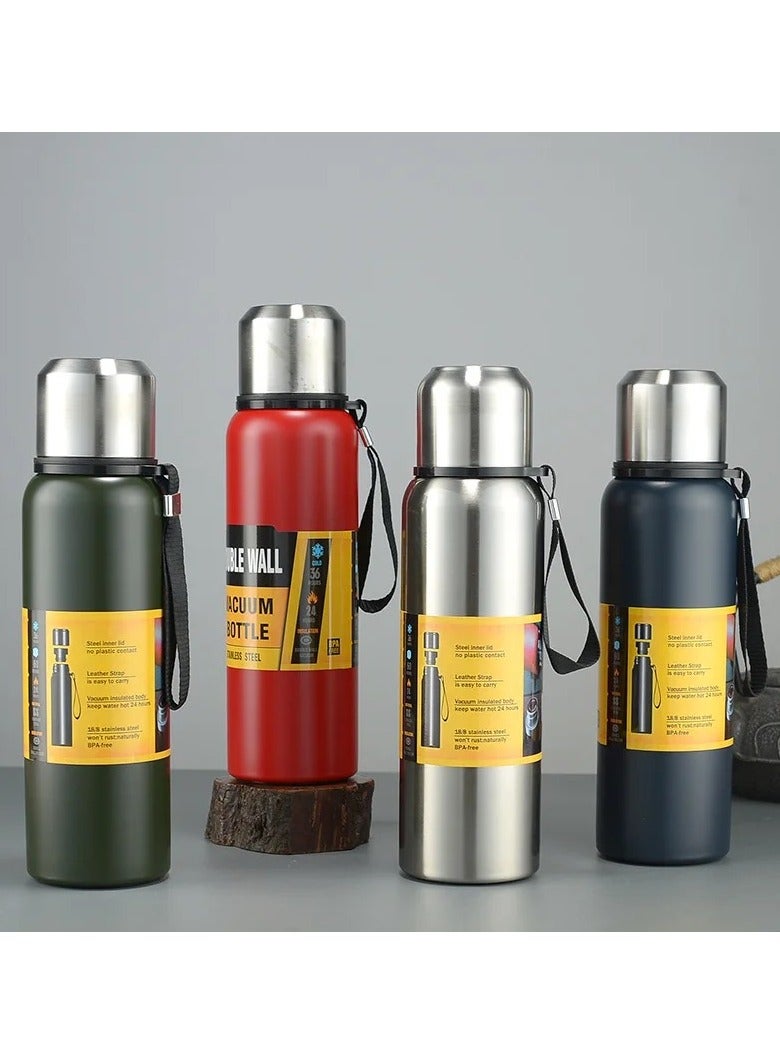 VIO 600ML Insulated Vacuum Flask Stainless Steel Double Walled BPA Free Leakproof  Portable Hot & Cold Beverage Thermos Travel Mug  Reusable Thick Outer Cover Leather Strap Lightweight - Image 4