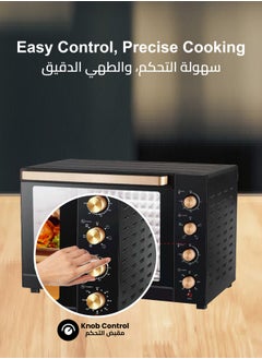 Flexy FLEXY 60L 1900W Electric Oven, 4-Stage Heating, 120-Min Timer, Rotisserie, Convection, Inner Lamp, Stainless Steel Elements, Temp 70-250°C, Black Body, Baking Trays, Wire Rack, BS Plug, 2-Year Warranty  - Image 4