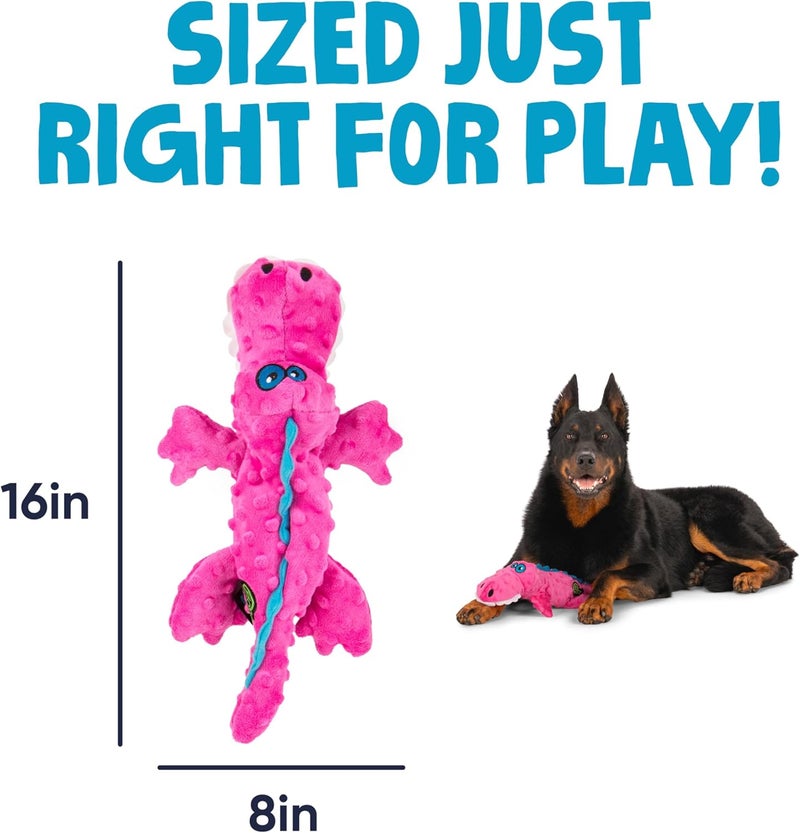 goDog Gators Squeaky Plush Dog Toy, Chew Guard Technology - Pink, Large - Image 3