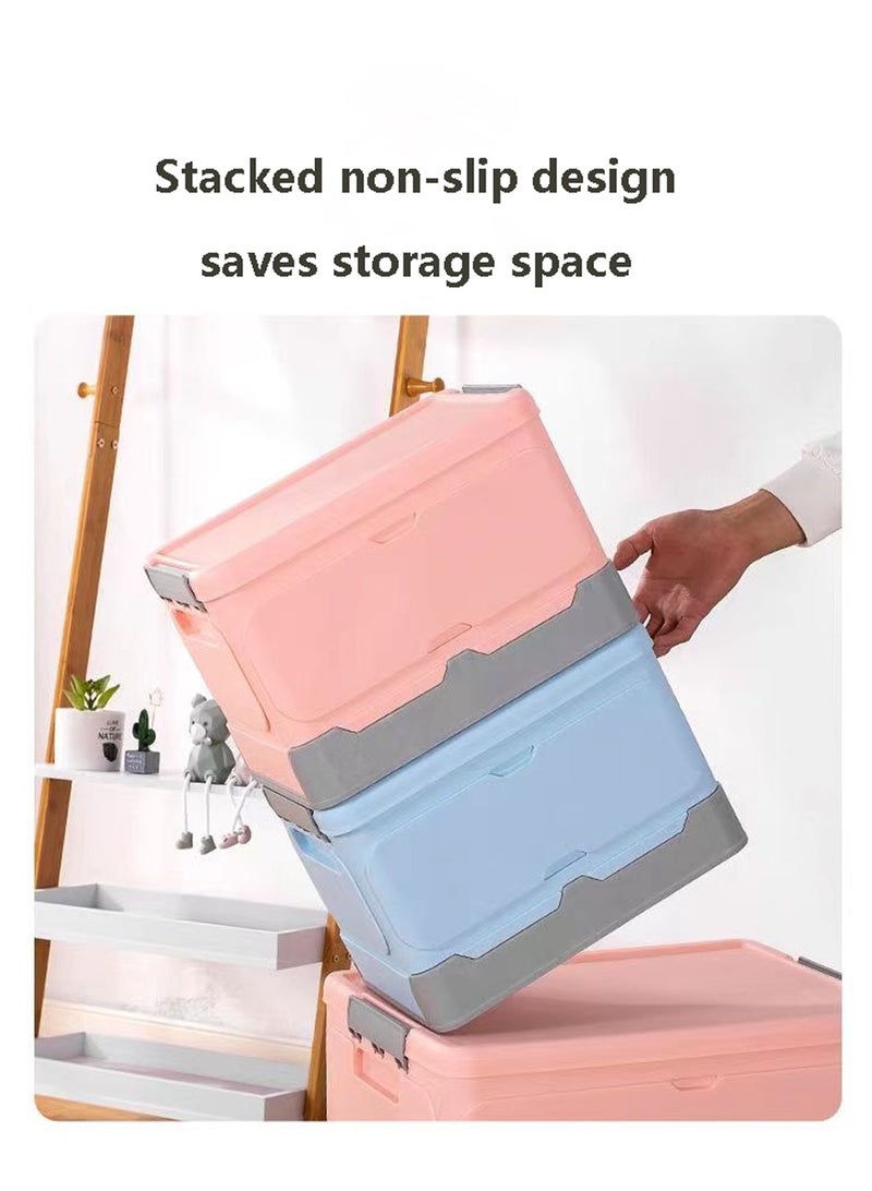 Alissa Plastic Storage Cabinet Drawer Storage Dresser Organizer Large Folding Clothes Organizer Box Stackable Toys Container with Lid for Kitchen Bathroom Storage Bins Blue-Middle  - Image 4