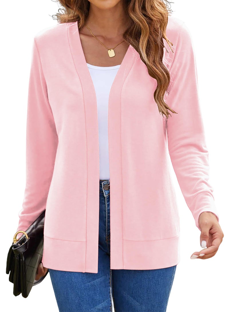 Hount Pink Cardigan for Women Casual Lightweight Open Front Summer Classic Cardigan Sweaters for Work(XX-Large,Pink) - Image 1