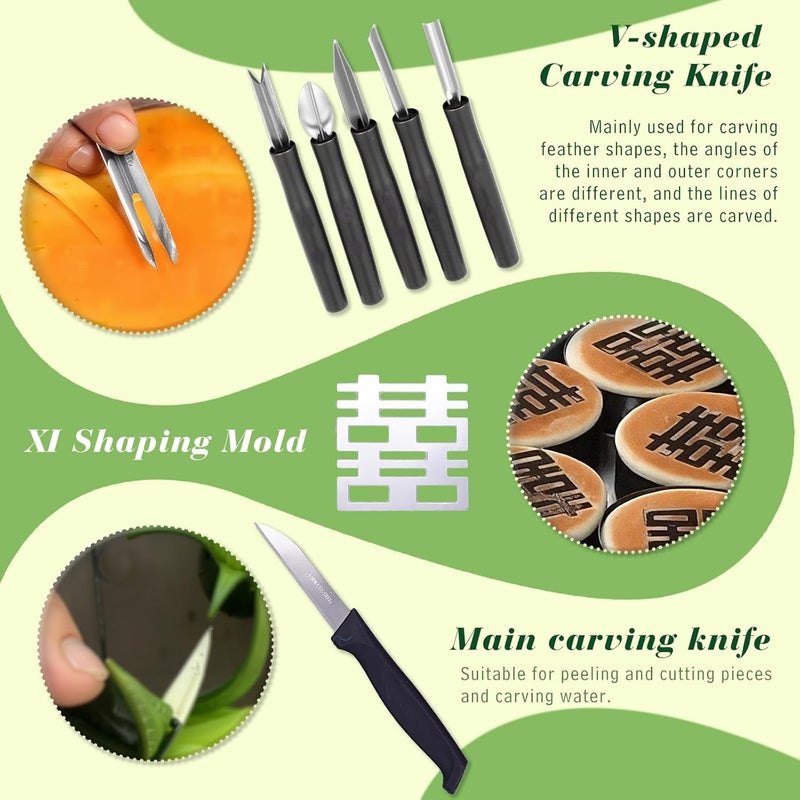 Krbnk 48-Piece Stainless Steel Fruit u0026 Melon Carving Tools Set with Gloves - Watermelon Sculpting Kit, Ergonomic Handles, Portable Case for Culinary Arts, Sculpting, Peeling - Image 5
