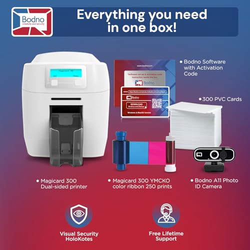 Bodno Magicard 300 Dual Sided ID Card Printer & Complete Supplies Package ID Software - Silver Edition - Image 2