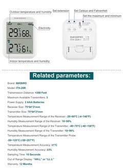 INKBIRD ITH-20R Digital Hygrometer Indoor Indoor Outdoor Wireless Receiver Thermometer Humidity Gauge with Accurate Temperature Humidity Display Monitor (One Receiver One Transmitter) - pzsku/Z6924B1891E705CC44496Z/45/_/1707210598/af8b01c4-dc0a-4458-9400-61e3acf7c303