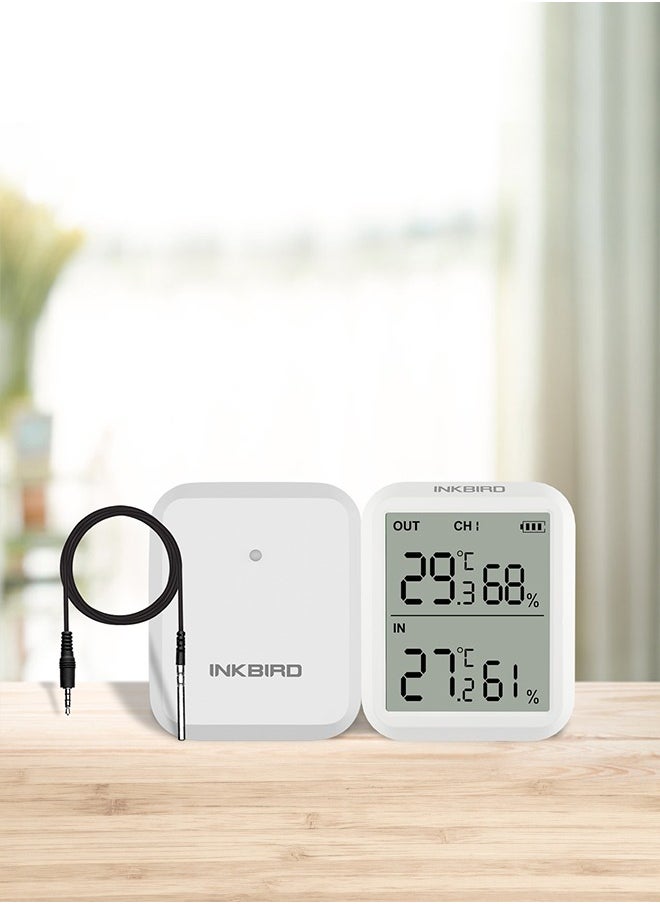 إنك بيرد - INKBIRD ITH-20R مقياس حرارة ورطوبة رقمي للداخل والخارج مع مستقبل لاسلكي ومرسل فردي - شاشة عرض دقيقة لدرجة الحرارة والرطوبة (مستقبل واحد ومرسل واحد) - Image 1