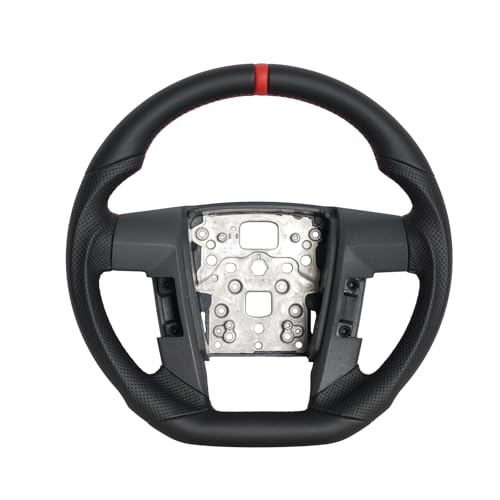 JIANGGAI D-shaped Perforated Leather Grip Steering Wheel, Full Leather Steering Wheel With Trim Fit For Ford F150 Raptor 2009-2014 - Image 1