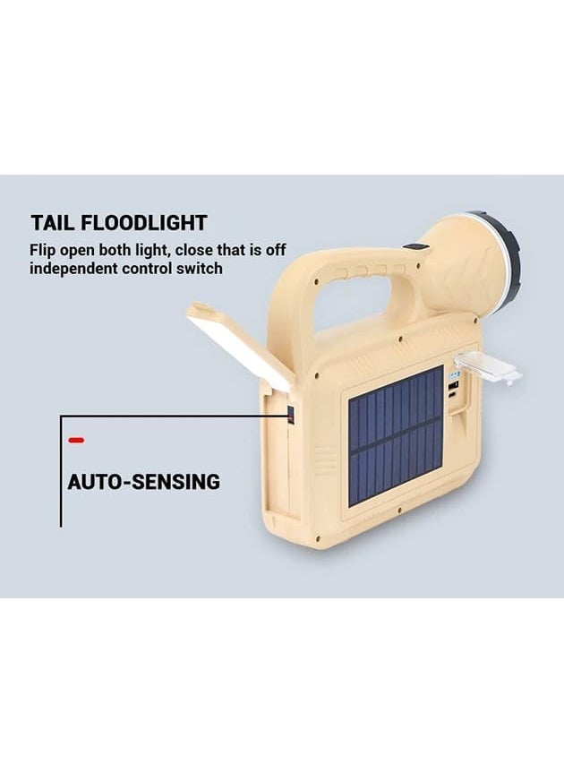 BLURISM BLURISM Multifunctional Solar Portable Light USB Rechargeable LED Flashligh FloodlightSpotlight Handheld Torch for Home Outdoor Camping Fishing Hiking Nightwalk Battery Capacity 2400mAh  - Image 4