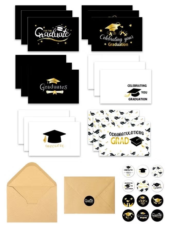 6 Pcs Graduation Card Set, Graduation Gifts with Matching Envelopes Sealing Stickers, Congratulations Card Good Luck Cards Funny Graduations Cards Graduations Gifts - Image 1