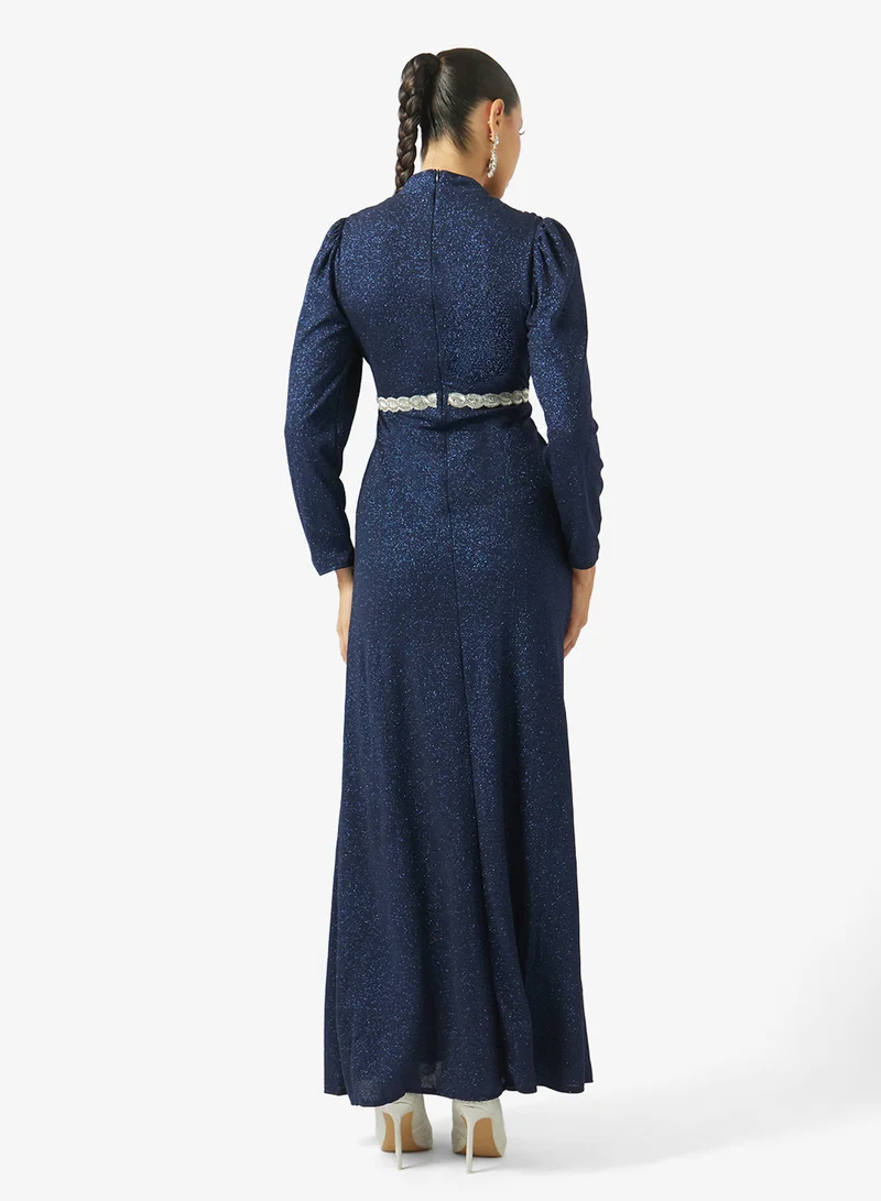خزانة Draped Dress With Waist Embellishment