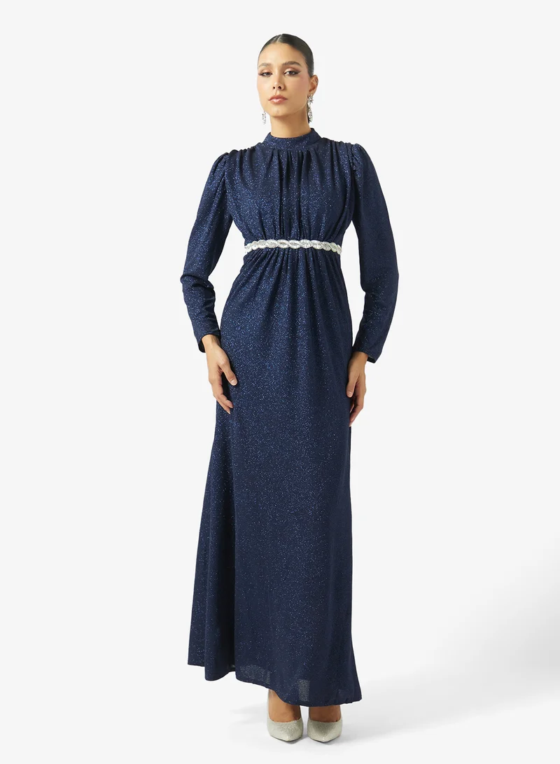 خزانة Draped Dress With Waist Embellishment