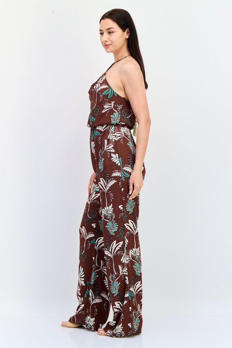 KOTON Women Allover Print Strapless Jumpsuit, Multicolor - Image 3