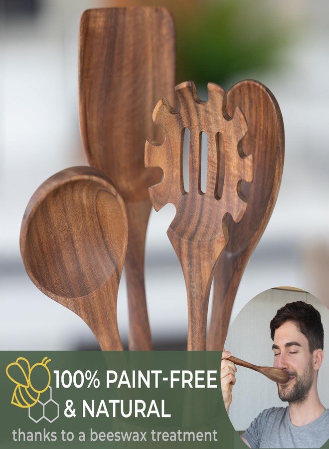 WALDWERK Wooden Spoons for Cooking - 9-Piece Kitchen Utensils Set with Spatula, Tongs, Whisk, Wooden Spoons & Pasta Server - Wooden Utensil Set - Utensil Sets - Cooking Utensils - Non Toxic - Image 2