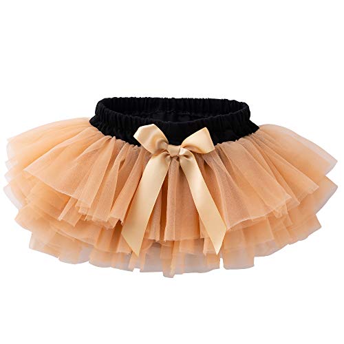 elamccor Baby Girls'Tutu Skirt with Shorts Newborn Toddler Tulle Skorts 0-24 Months Champagne - Image 3