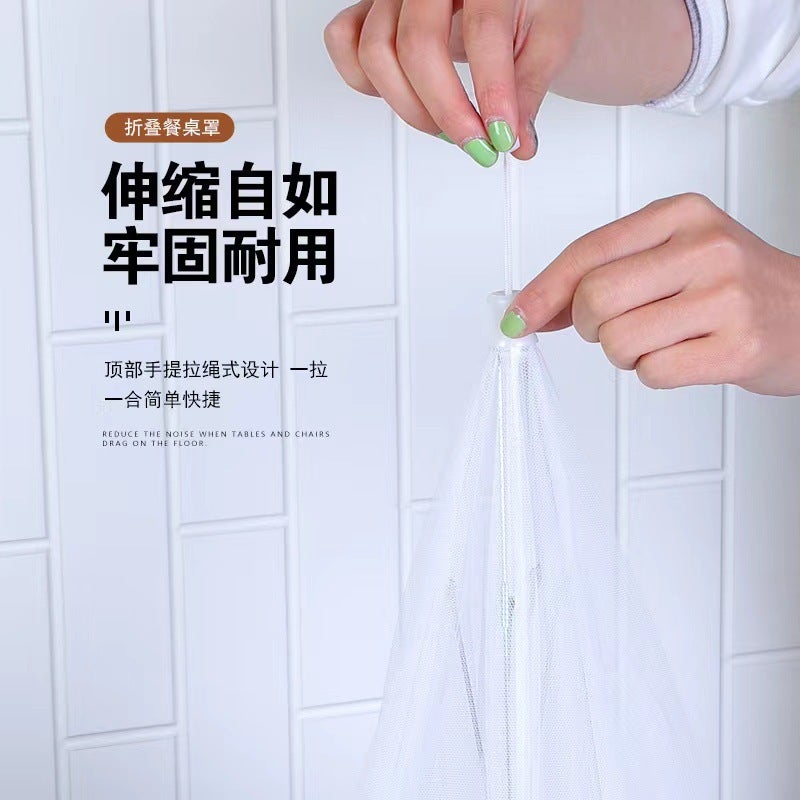 White Foldable Dish Cover Large Fly-Proof Mesh Cover Kitchen Outdoor Food Cover Dust-Proof Dish Cover - Image 5