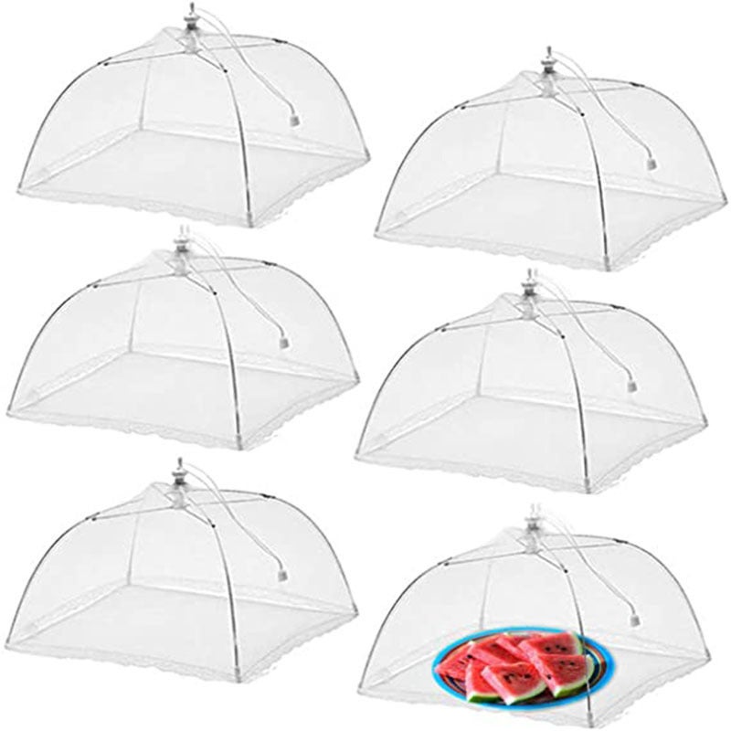 White Foldable Dish Cover Large Fly-Proof Mesh Cover Kitchen Outdoor Food Cover Dust-Proof Dish Cover - Image 2
