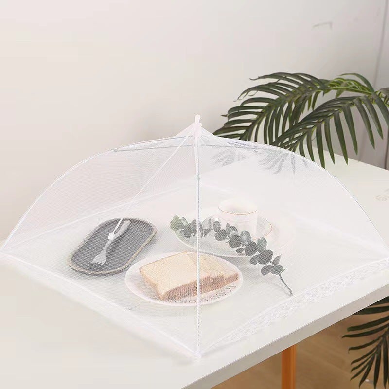 White Foldable Dish Cover Large Fly-Proof Mesh Cover Kitchen Outdoor Food Cover Dust-Proof Dish Cover - Image 3
