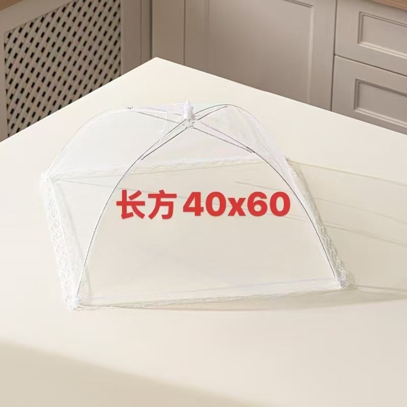 White Foldable Dish Cover Large Fly-Proof Mesh Cover Kitchen Outdoor Food Cover Dust-Proof Dish Cover - Image 1