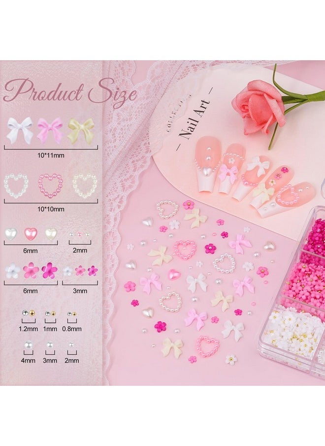 BELLEBOOST 3D Nail Charms And Gems Set 7, 20Pcs Chunky Butterfly Charms + 75Pcs Coquette Nail Bows And Hearts + 3D Flowers For Nails With Rhinestones, Pearls, Diamonds And Picker Tools For Y2K Nail Decor  - Image 2