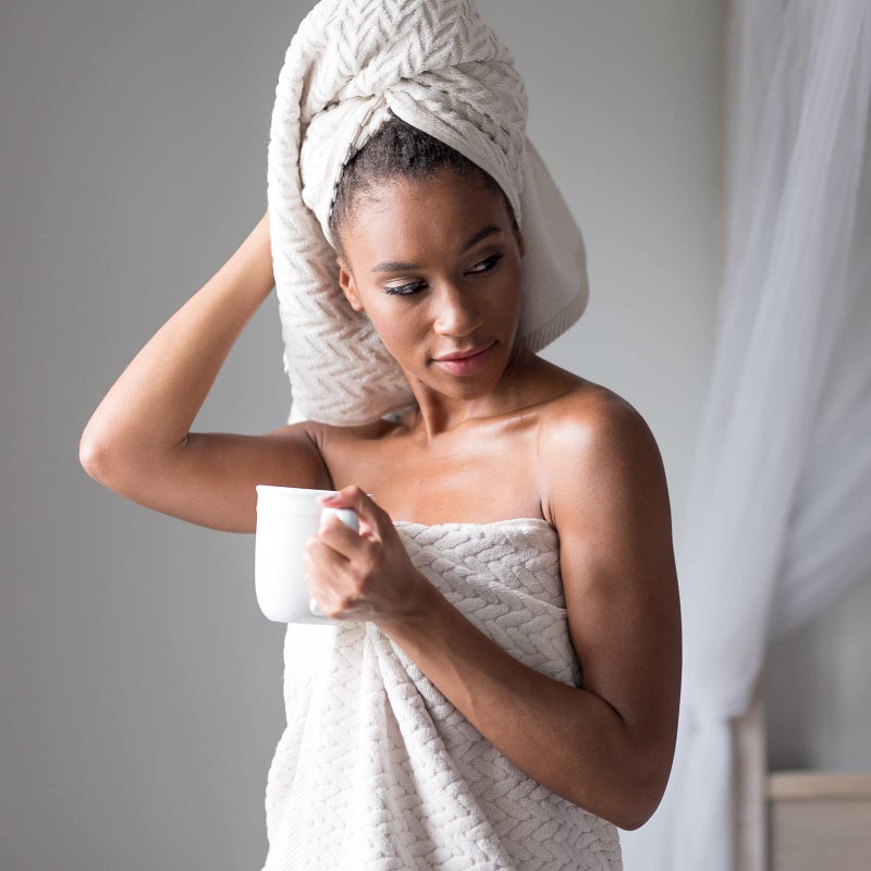TexereSilk Texere 100% Organic Cotton Jacquard 650 GSM Premium Bath Towel Sets - Extra Absorbent Quick Dry and Plush (Cable  Light Taupe  2 Bath Towels) - Image 3
