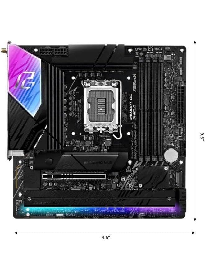 ASRock لوحة أم Phantom Gaming B860M Lightning WiFi 6E Intel Core Ultra B860 LGA1851 DDR5 8933 MHz 256GB M.2 Micro ATX مع Thunderbolt SATA3 6.0 Gb/s PCIe 5.0 - Image 5