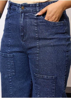 SASSAFRAS Plus Size Acid Wash Straight Fit Jeans with Pockets Details by Styli  - Image 4