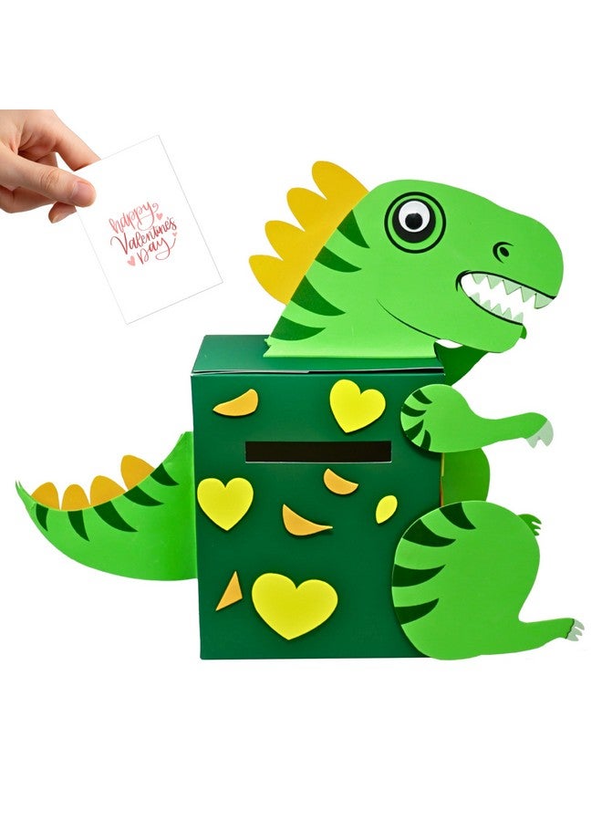 4E's Novelty DIY Dinosaur Valentines Card Box Craft Kit - Makes 1 Valentines Day Crafts for Kids, Valentine Mailbox for Classroom Exchange Party Activity Mail Box Crafts for Kids Girls Boys - Image 1