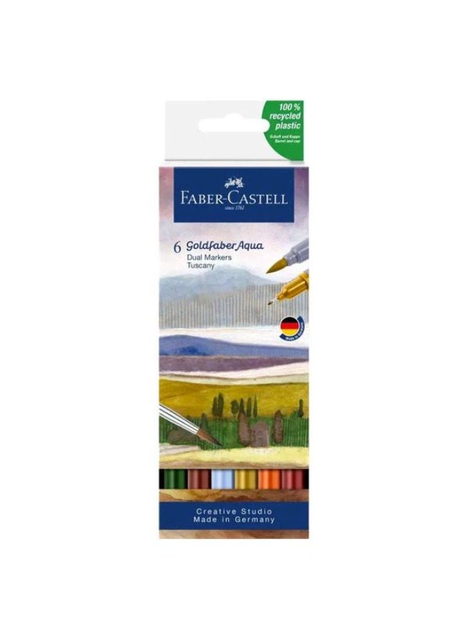 FABER-CASTELL Goldfaber Aqua Dual Marker, Wallet Of 6, Tuscany - Image 1