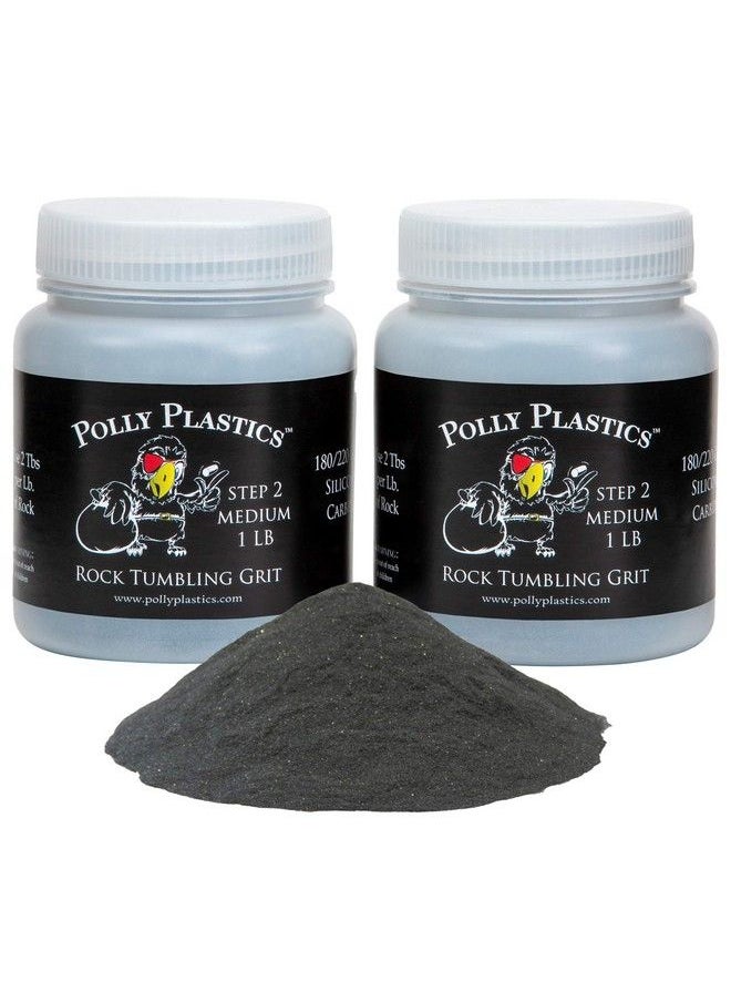 Polly Plastics - عبوة إعادة تعبئة حبيبات كربيد السيليكون متوسطة الحجم 180/220 من Rock Tumbler Media للمرحلة الثانية من أجل أحجار التكسير (عبوة من قطعتين) (2 رطل) - Image 1