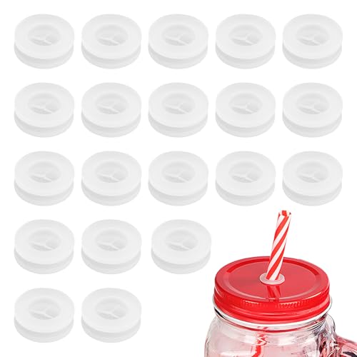 RORPOIR Straw Fixing Holes 20pcs Bamboo and Wood Cover Silicone Stopper Fixing Plugs Ice Coffee Cup Wood Lid Holes Grommet Wooden Lid Straw Plugs Portable - Image 1