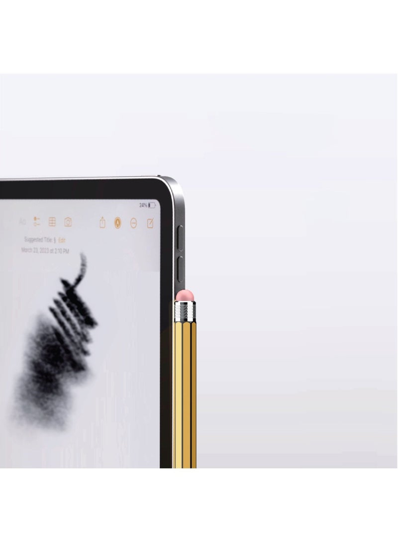 Eone Classic Stylus Pen for iPad with Free Storage Case - Pencil Shape Design, USB-C Charging, Palm Rejection & Tilt Sensitivity - Yellow/Wood - Image 4