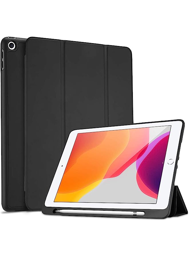 Procases Ipad 10.2 9Th Gen 2021 / 10.2 8Th Gen 2020 / 7Th Generation 2019 With Pencil Holder, Flexible Soft Tpu Back Cover Ultra Slim Lightweight Stand Protective Case For Apple Ipad 9/8/7 -Black - Image 1