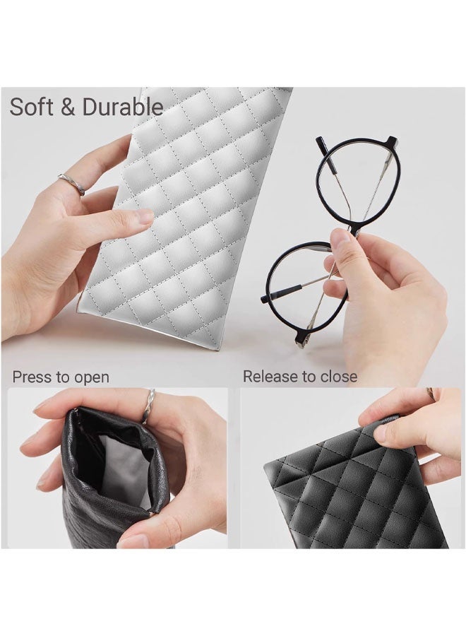 3 Pcs Soft Glass Case for Women and Men, Portable Slim Soft Sunglasses Pouch Squeeze Top to Open Eyeglasses Protective Holder - Image 3