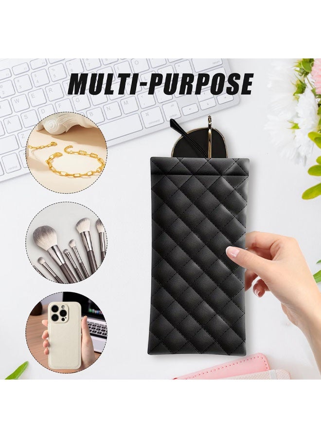 3 Pcs Soft Glass Case for Women and Men, Portable Slim Soft Sunglasses Pouch Squeeze Top to Open Eyeglasses Protective Holder - Image 4