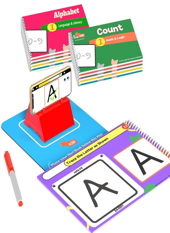 Nori Pre K Interactive Worksheets for nursery kids ages 3-4 years - Mega Bundle of Alphabet, Numbers, Colors & Shapes -6 Smart Nori books, 300 Gamified preschool learning activities. Works with Iphone & Ipad - Image 1