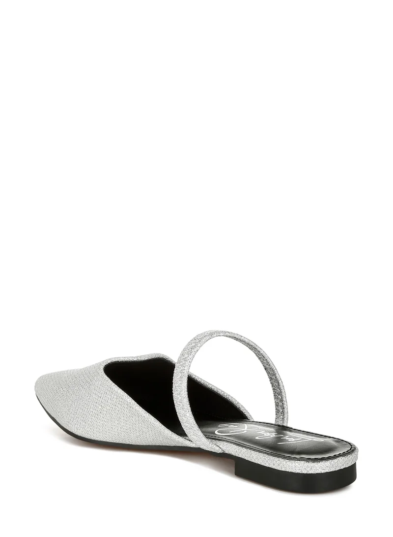 London Rag Glitter Faux Leather Flat Mules in Silver