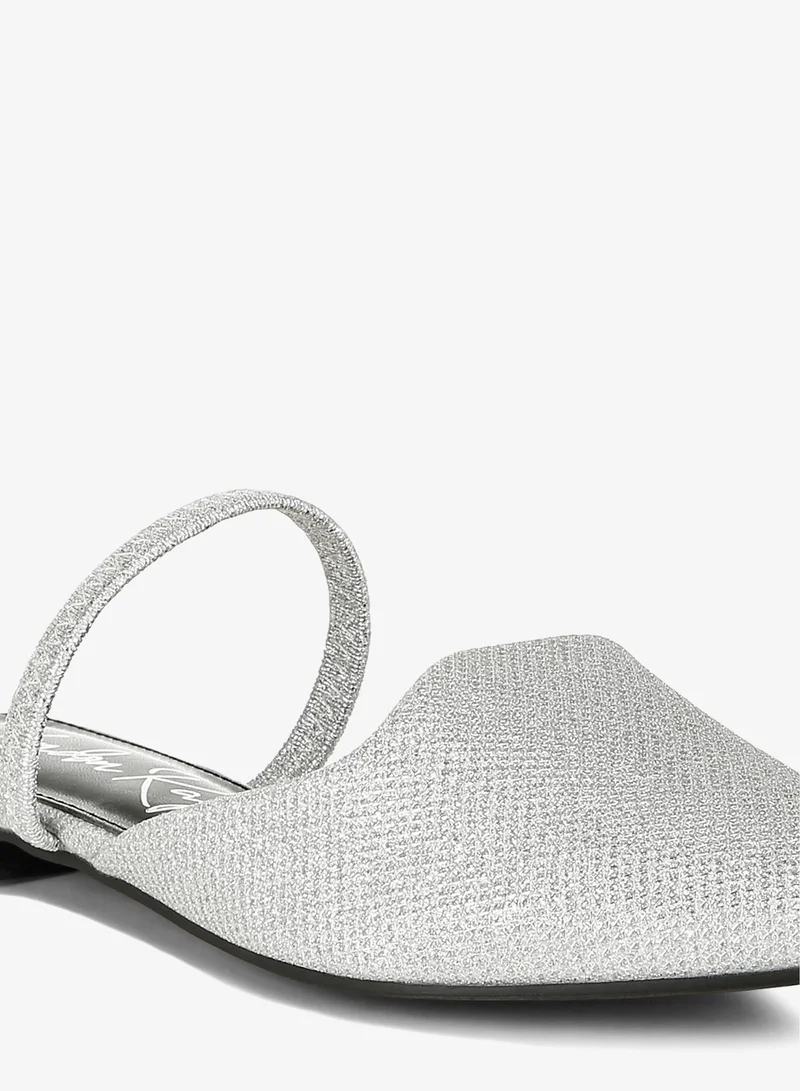 London Rag Silver Glitter Faux Leather Flat Mules in Silver for Women | Best Price UAE