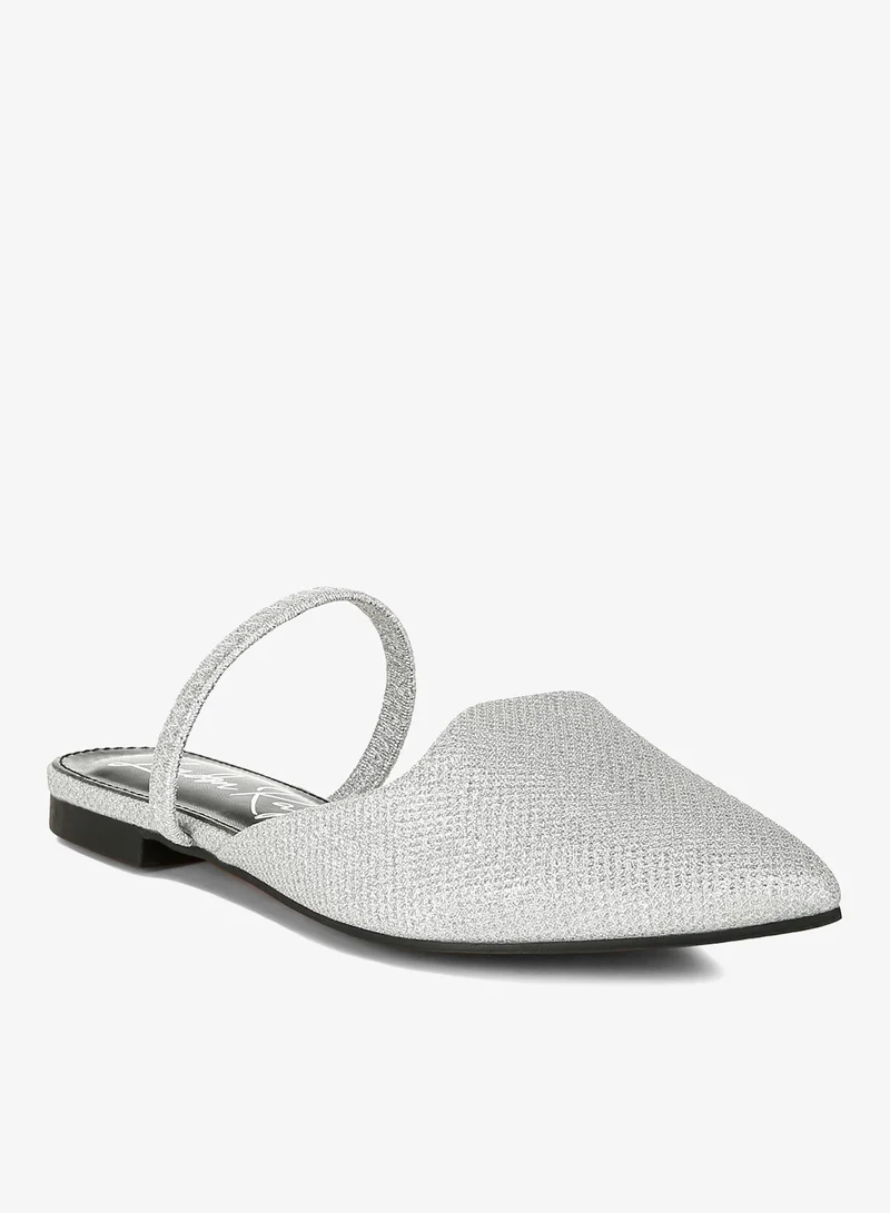 London Rag Silver Glitter Faux Leather Flat Mules in Silver for Women | Best Price UAE