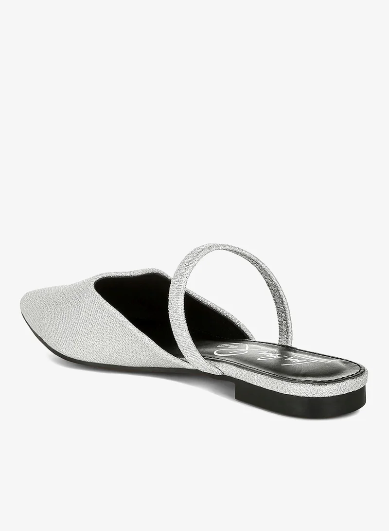 London Rag Silver Glitter Faux Leather Flat Mules in Silver for Women | Best Price UAE