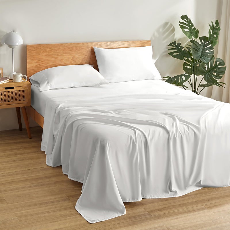 SLEEP ZONE Queen Sheets White - Super Soft Sheets for Queen Size Bed  4 Pieces Hotel Luxury Queen Sheet Set  Easy Care Microfiber Bed Sheet Set - Image 1