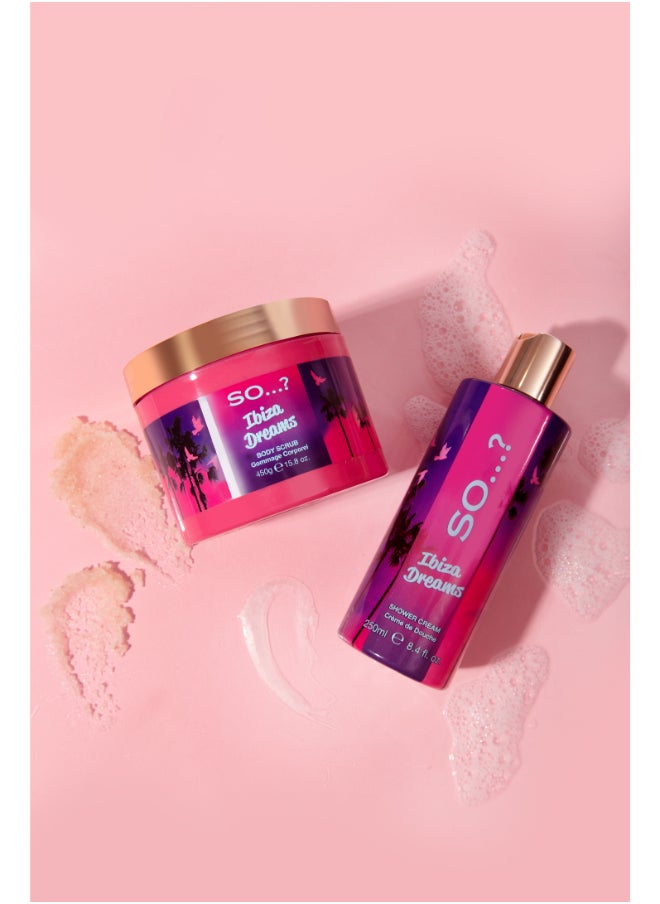 So..? Escapes Ibiza Dreams Exfoliating Body Scrub For Women | 450ml | Fruity & Floral Scent | Infused with Sweet Red Apple, Raspberry & Violet Fragrance | Gently Buffs & Smooths Skin | Cruelty-Free  - Image 4