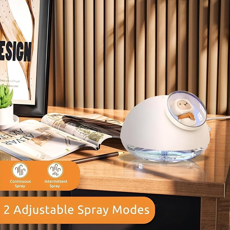 Space-themed air freshener diffuser, USB rechargeable aromatherapy device with filter and powerful mist spray, quiet operation, compatible with fragrance oils for home, office, travel, and small space