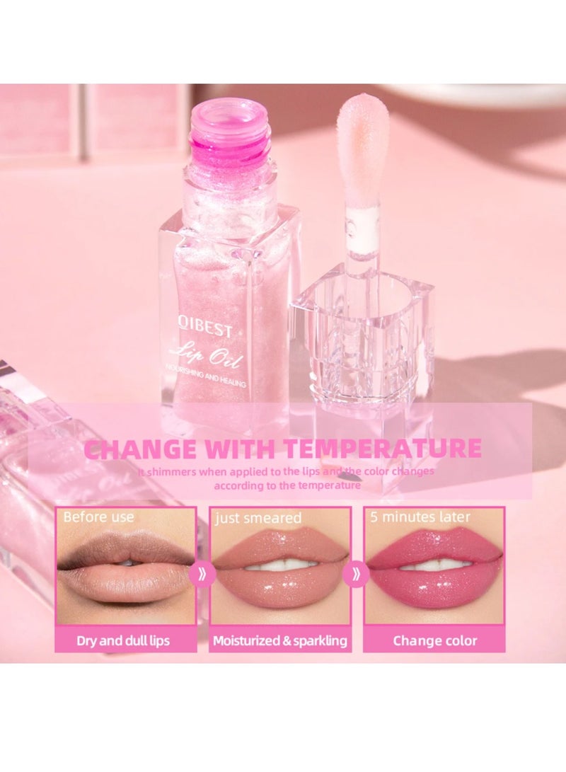 QiBest زيت الشفاه المتغير اللون، العناية بالشفاه الشفافة، مرطب يدوم طويلاً، غير لزج، ملمس منعش، زيت الشفاه المرطب، زيت توهج الشفاه، ملمع الشفاه، أحمر الشفاه المرطب، ملمع الشفاه، مرطب الشفاه - Image 3