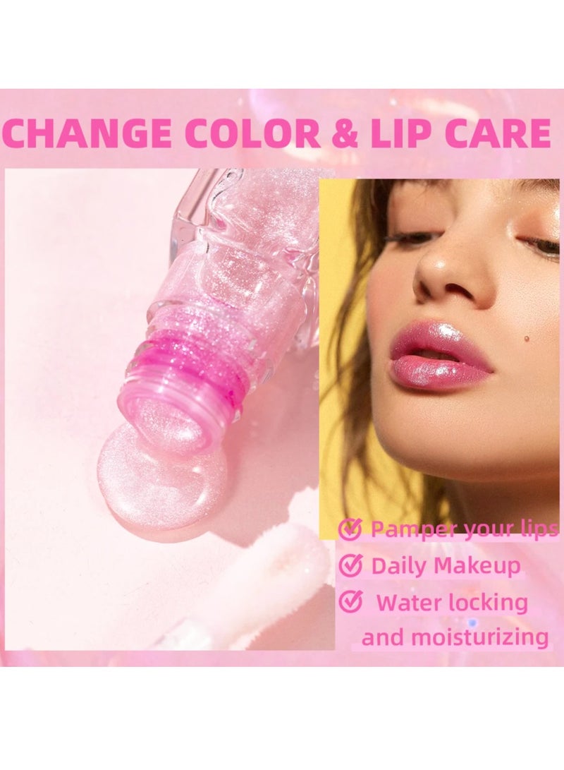 QiBest زيت الشفاه المتغير اللون، العناية بالشفاه الشفافة، مرطب يدوم طويلاً، غير لزج، ملمس منعش، زيت الشفاه المرطب، زيت توهج الشفاه، ملمع الشفاه، أحمر الشفاه المرطب، ملمع الشفاه، مرطب الشفاه - Image 4