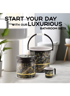 Nabhya Nabhya 3 pcs Bathroom Accessories Set Plastic Bath Set Bathroom Bucket 20Ltr, Mug and Stool 3 Piece Combo Set for Home, Kitchen & Bathroom (Black)  - Image 5